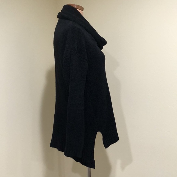 For The Republic Saks Fifth Avenue Sweater Size Medium Black Chenille Cowl Neck - Picture 4 of 9